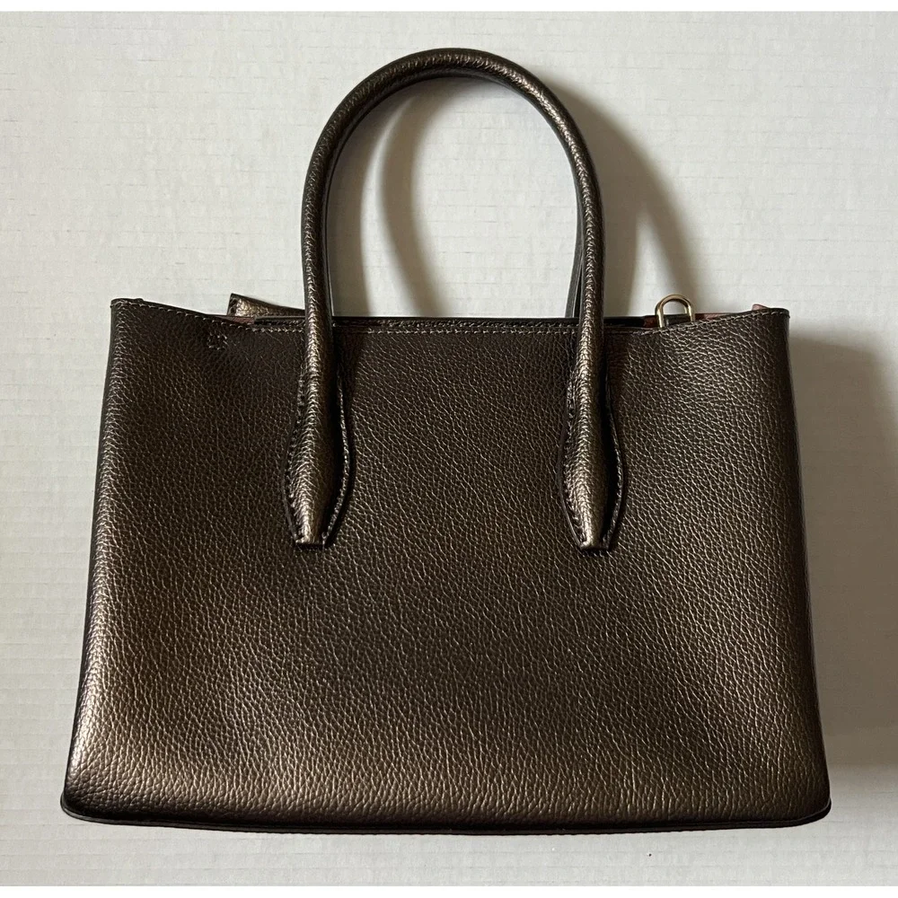 KATE SPADE NEW YORK Eva Top Satchel Ash‎ Metallic Brown Handbag Purse w/ Wallet